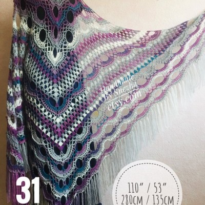 Crochet Shawl Triangle Scarf Women Fringe Rustic Wedding, Purple Mohair Alpaca Gray Big Size Maxi Shawl Hand knit Poncho, White Green Blue