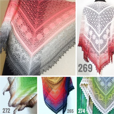 Crochet Lace Shawl Wraps Pink Shawl Boho Triangle Scarf for Women Rainbow Floral Hand Knit Shawl Large