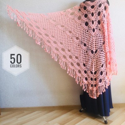 Pink Prayer shawl pin, White custom colours handwoven shawl Bridal crochet wrap Hand knit fringe triangle bridesmaid shawl, Made to order