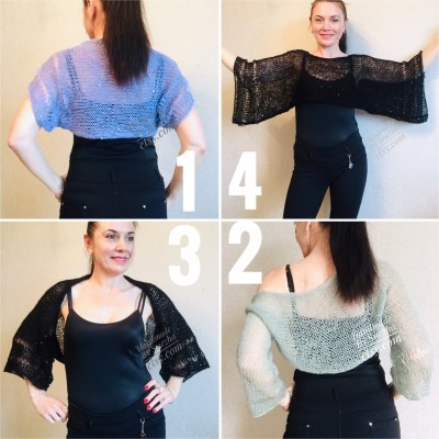 Knitted Shrug Bolero Summer Mint Shrug Lace Knitted Black Shrug Light Grey Hand Knit Mohair Cardigan Green Almond custom colours