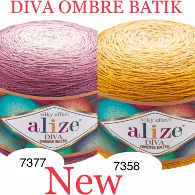 Alize DIVA OMBRE BATIK 250 gr Gradient Yarn Crochet Hand Knitting Hypoallergenic Yarn Microfiber Multicolor Lace Soft Summer Acrylic Rainbow
