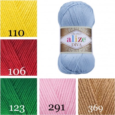 ALIZE DIVA Silk Effect Yarn Crochet Microfiber Acrylic Lace Hand Knitting Yarn Swimwear bikini Bag Multicolor Summer Rainbow Yarn Striping