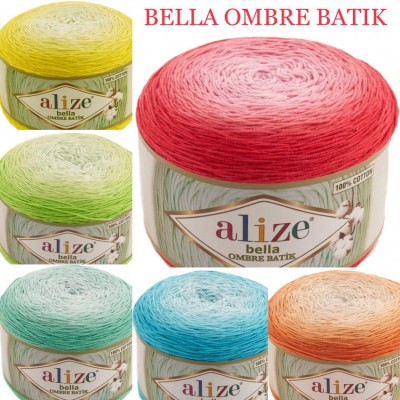 Alize BELLA OMBRE BATIK Yarn 250 gr 100 Organic Cotton Yarn knitting yarn, Crochet vegan yarn Soft Gradient yarn Summer Baby amigurumi yarn