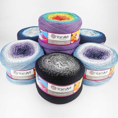 YarnArt FLOWERS 250 grams-1000 meters Cotton Yarn Rainbow Crochet Hand Knitting Soft Yarn Spring Summer Yarn Granny Square Bag color choice