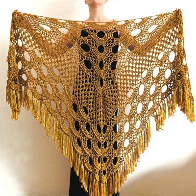 GOLD bridal wrap Bridal shawl Wedding shawl Wedding wrap Bridal cape Wedding cover up Bride shawl Fuzzy shawl Triangle Shawl Fringe
