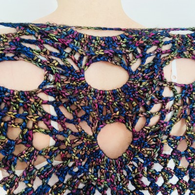 Rainbow black crochet cover up wedding capelet triangle shawl fringe wool bride stole bridesmaid capelet bridal cover up bride wrap