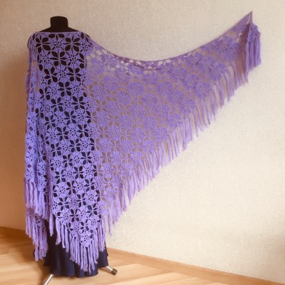 Lilac bridal shawl cotton triangle shawl fringe bridesmaid shawl wedding cape bride shawl winter bridal wrap wedding dress shawl bridal cape