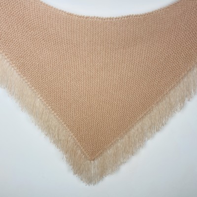Champagne triangle wool shawl fringe mohair warm knit shoulder wrap winter crochet plus size bridal shawl large pashmina anniversary gift