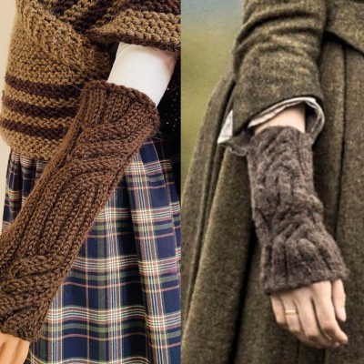 Brown Outlander Fingerless Glove, Woman Alpaca Hand Warmer, Claire Mittens For Woman, Wool Long Fingerless, Knit Glove Outlander gifts