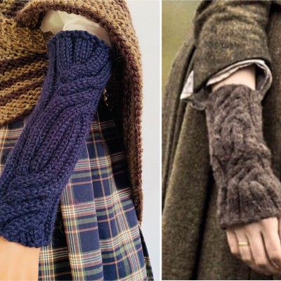 Navy Blue Outlander Mittens, Claire's Gauntlets, Blue Alpaca Mittens, Outlander Fingerless, Arm Warmers, Women Mittens, Wool Knit Gloves, Winter Mitts