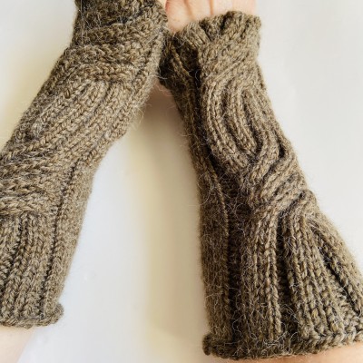 Milky Brown Outlander Claire Mittens, Outlander Gifts, Brown Claire's Mittens, Women Arm Warmers, Alpaca Wool Hand Knit Gloves, Claire's Fingerless Gauntlets, Winter Long Gloves