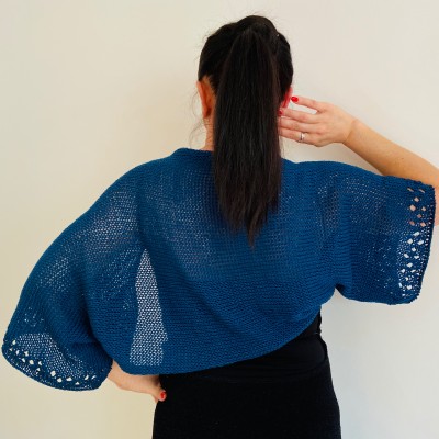 Navy blue cardigan womens lace sweater summer crochet shrug deep blue shrug organic cotton bolero spring knitted wrap open front jacket