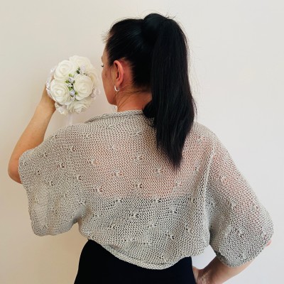 Light Gray Bolero Shrug Summer - Women's Short Sleeve Open Front Cotton Cardigan Bolero Jacket